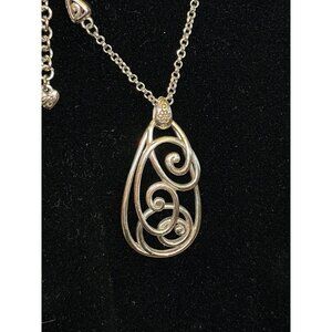 Silver Scroll Pendant Necklace With Adjustable Chain